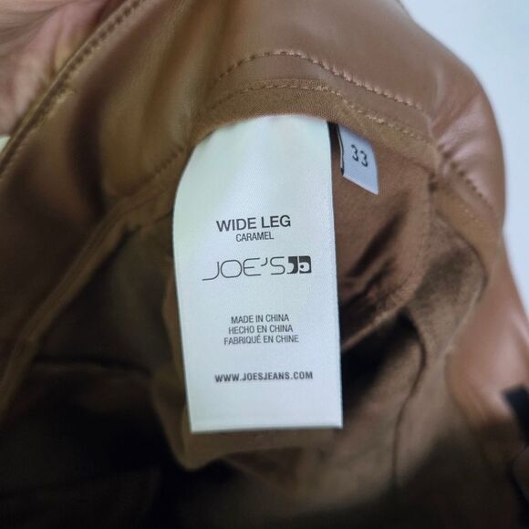 Joe's Jeans Faux Leather Wide Leg Pants Brown Size 33 - Picture 7 of 8